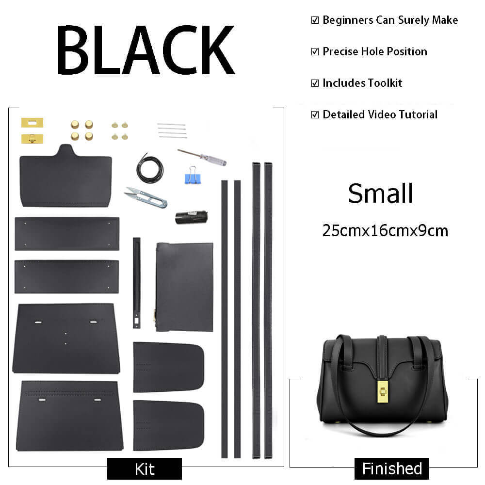 Large Soft Leather Tote Bag DIY Kit – Babylon Leather - Babylon LeatherBabylon LeatherSY46-Black-Small-Color-Matched