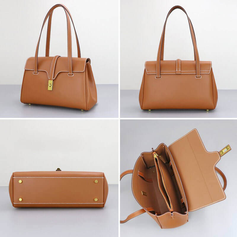 Large Soft Leather Tote Bag DIY Kit – Babylon Leather - Babylon LeatherBabylon LeatherSY46 - Caramel - Large - White