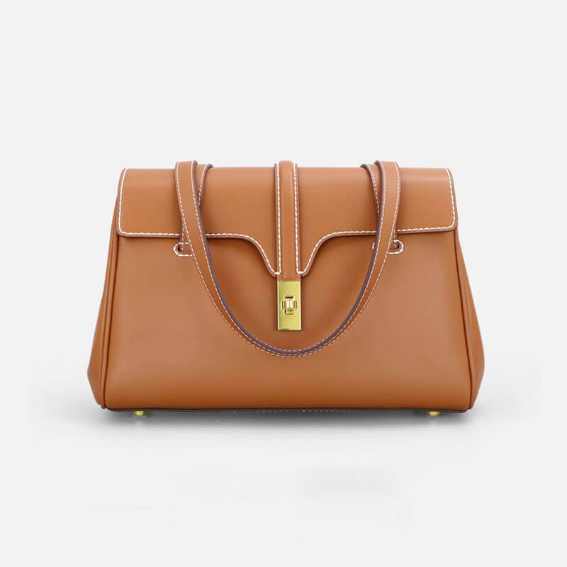 Large Soft Leather Tote Bag DIY Kit – Babylon Leather - Babylon LeatherBabylon LeatherSY46 - Caramel - Large - White