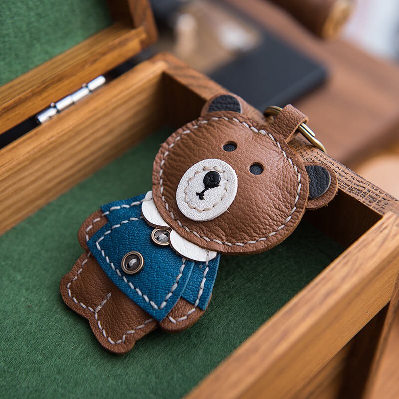 Leather Bear Keychain DIY Leathercraft Kits – Babylon Leather - Babylon LeatherBabylon LeatherLZ49 - Blue