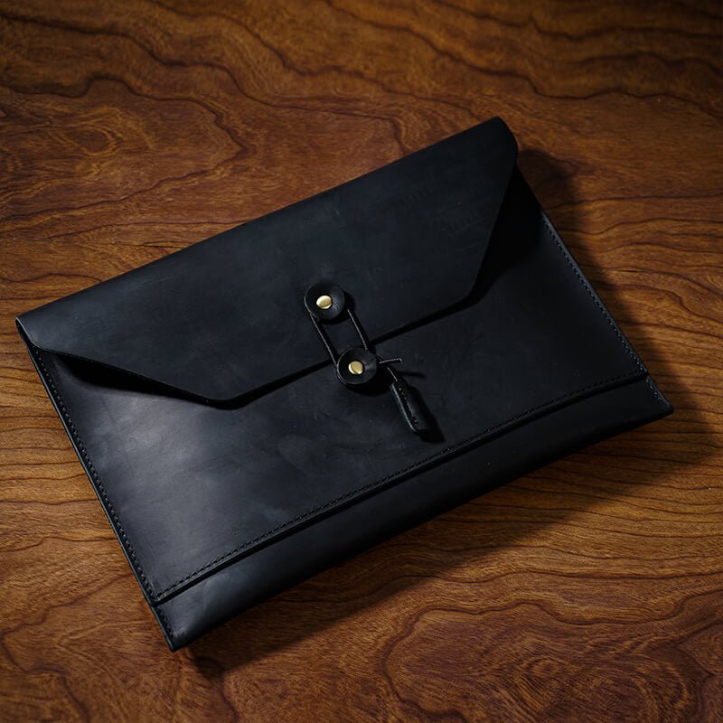Leather Briefcase Sleeve for iPad Crazy Horse Leather – Babylon Leather - Babylon LeatherBabylon LeatherAN17-Black