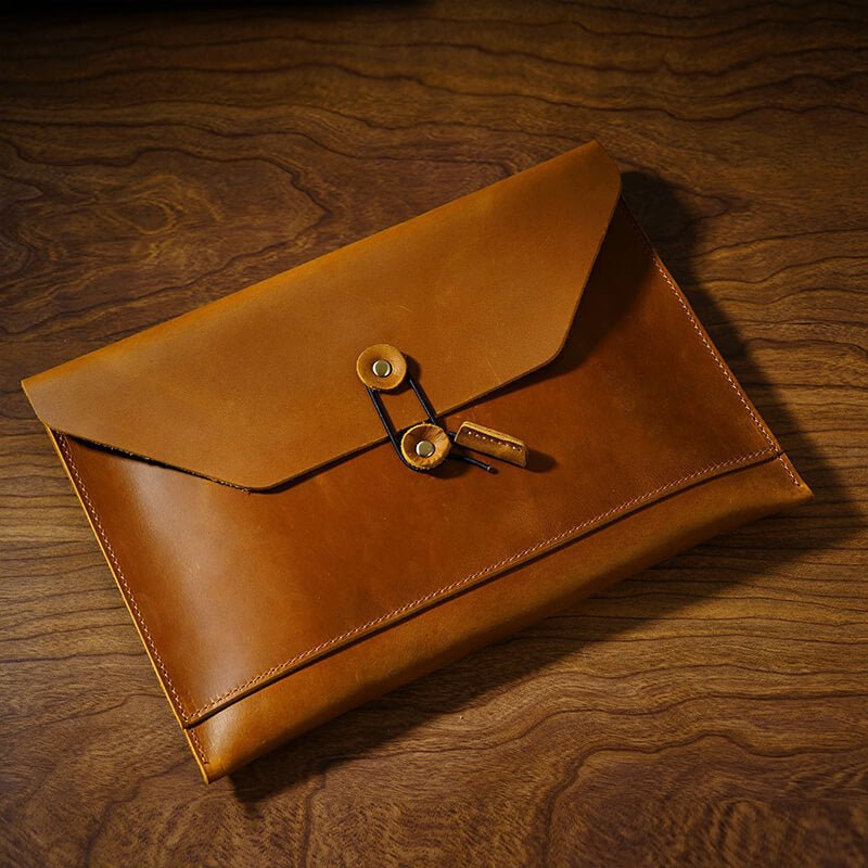 Leather Briefcase Sleeve for iPad Crazy Horse Leather – Babylon Leather - Babylon LeatherBabylon LeatherAN17-Brown