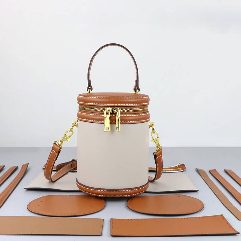 Leather Bucket Bag DIY Craft Kit – Babylon Leather - Babylon LeatherBabylon LeatherSY61 - Caramel & White - Color - Matched