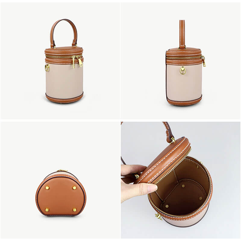 Leather Bucket Bag DIY Craft Kit – Babylon Leather - Babylon LeatherBabylon LeatherSY61 - Caramel & White - Color - Matched