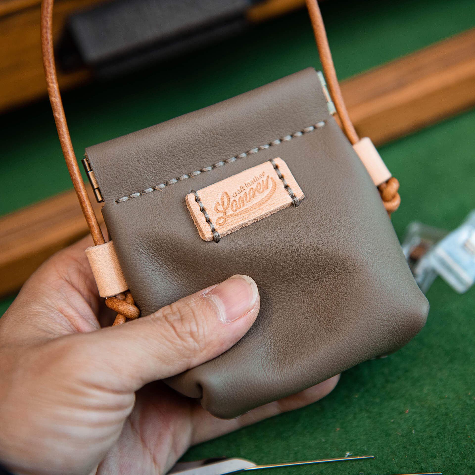 Leather Coin Purse Wallet DIY Kit – Babylon Leathe - Babylon LeatherBabylon LeatherLZ26 - Khaki - Lambskin - Short Shoulder Strap