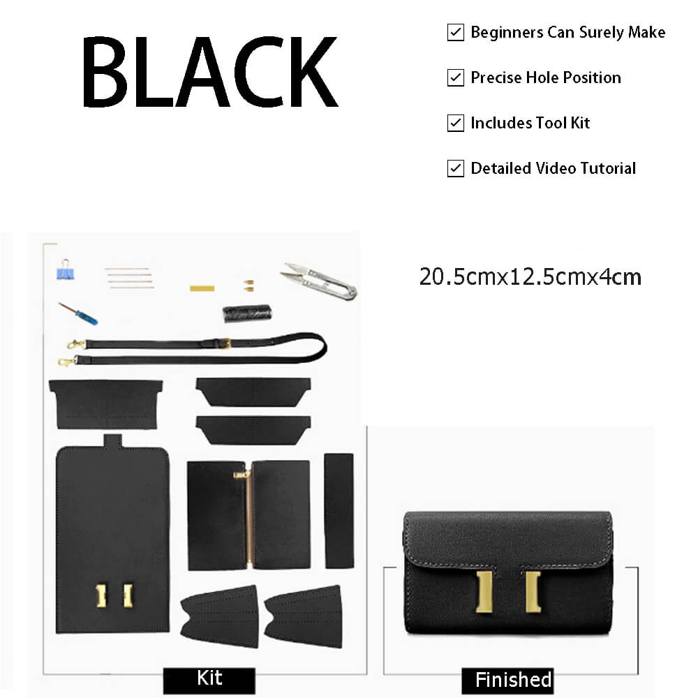 Leather Constance To Go Wallet DIY Kit – Babylon Leather - Babylon LeatherBabylon LeatherSY128-Black-Color-Matched
