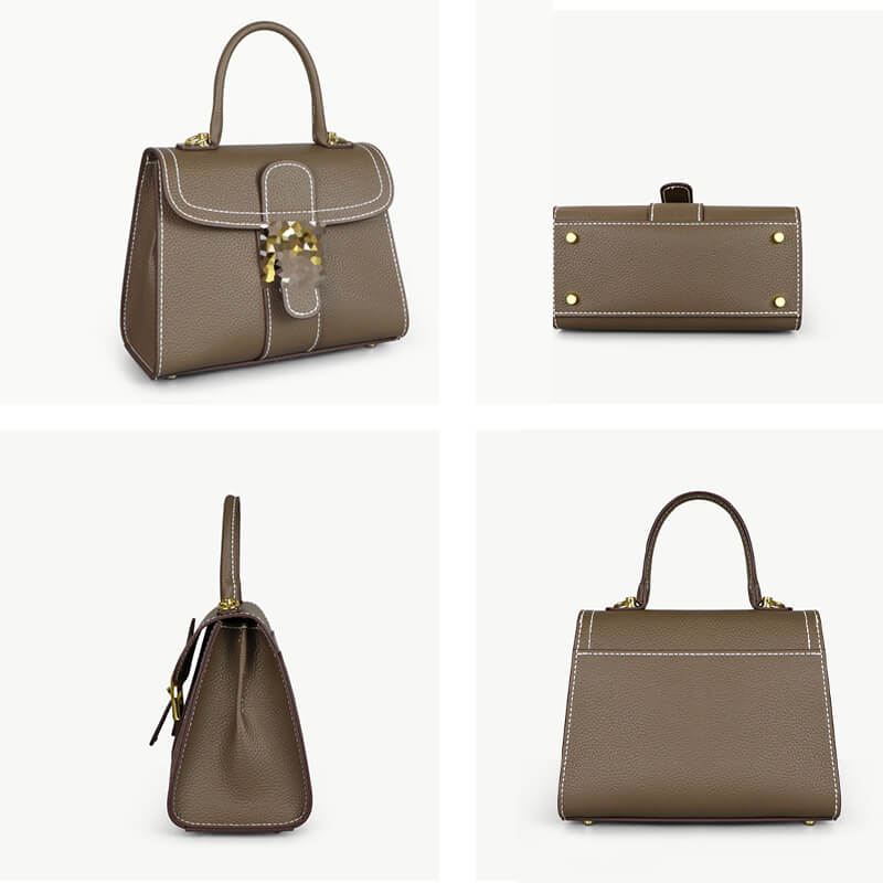 Leather Delvaux Brilliant Stitched Handbag DIY Kit – Babylon Leather - Babylon LeatherBabylon LeatherSY133-Brown-Gold-White
