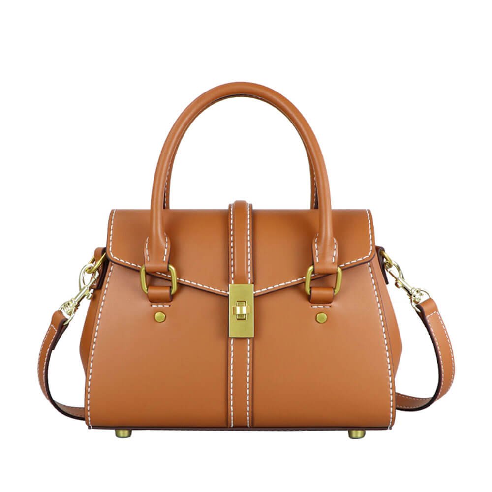 Leather Designer Handbag DIY Sewing Kit – Babylon Leather - Babylon LeatherBabylon LeatherSY78 - Caramel - White