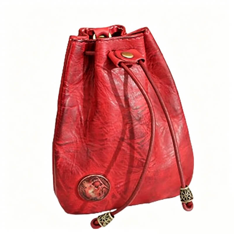 Leather Drawstring Pouch Bag Charm – Babylon Leather - Babylon LeatherBabylon LeatherLLZ07-Brown