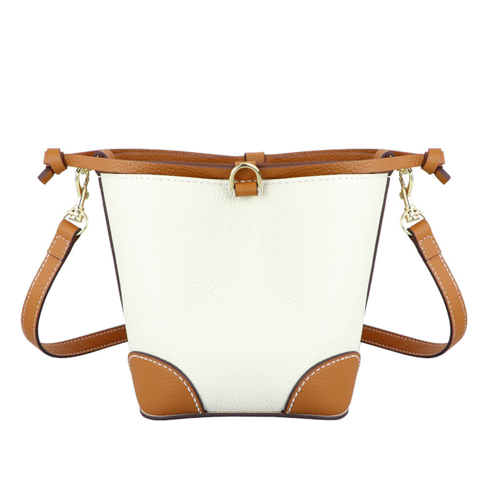 Leather Fashion Bucket Bag DIY Gift Kit – Babylon Leather - Babylon LeatherBabylon LeatherSY75 - Caramel & White - White