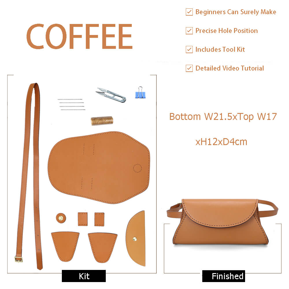 Leather Flap Fanny Pack DIY Kit – Babylon Leather - Babylon LeatherBabylon LeatherSY116-Coffee-Color-Matched