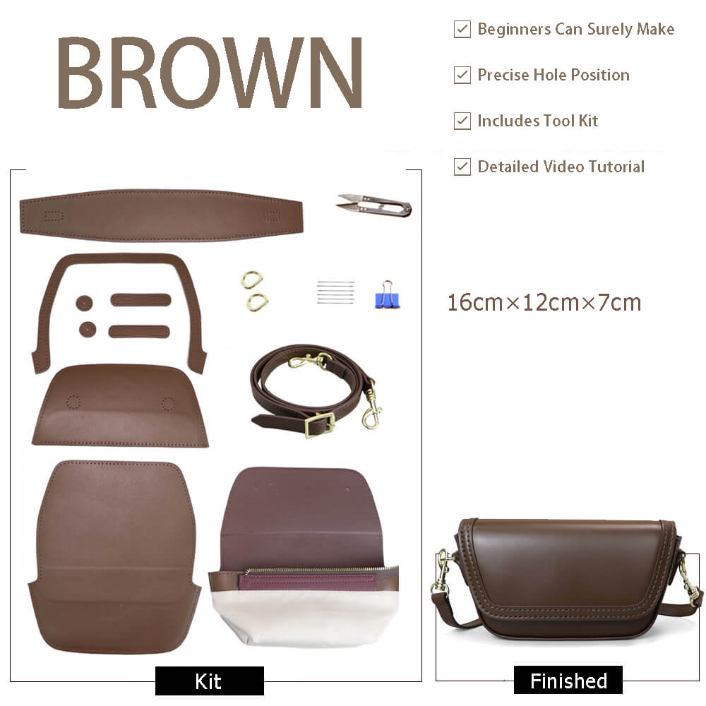 Leather Flap Saddle Crossbody Bag DIY Kit – Babylon Leather - Babylon LeatherBabylon LeatherSY137-Brown-Color-Matched