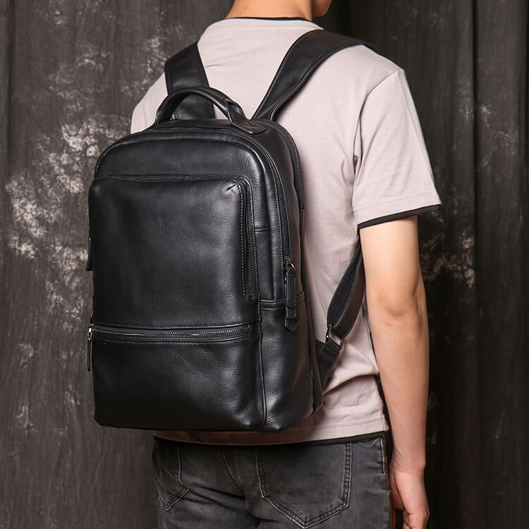 Leather Laptop Travel Backpack – Babylon Leather - Babylon LeatherBabylon LeatherLJ059 - Black