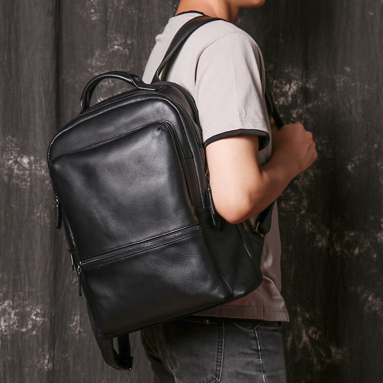 Leather Laptop Travel Backpack – Babylon Leather - Babylon LeatherBabylon LeatherLJ059 - Black