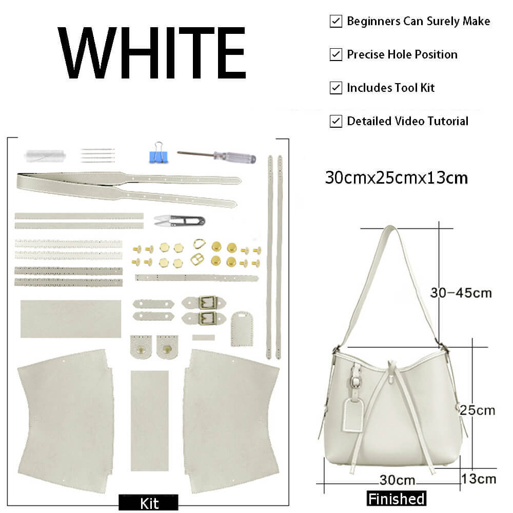 Leather Large Shoulder Bag DIY Kit – Babylon Leather - Babylon LeatherBabylon LeatherSY119-White-Color-Matched