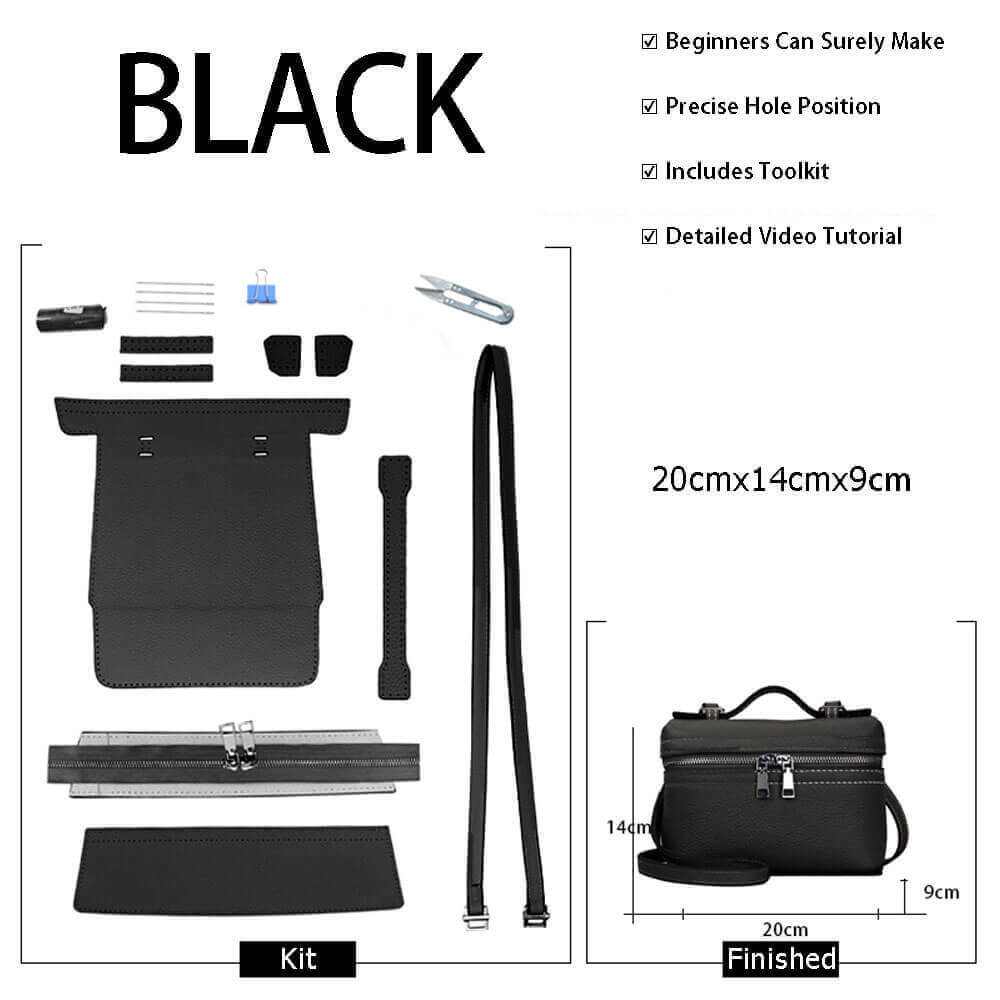 Leather Lunch Bag DIY Kit – Babylon Leather - Babylon LeatherBabylon LeatherSY85-Black-Color-Matched