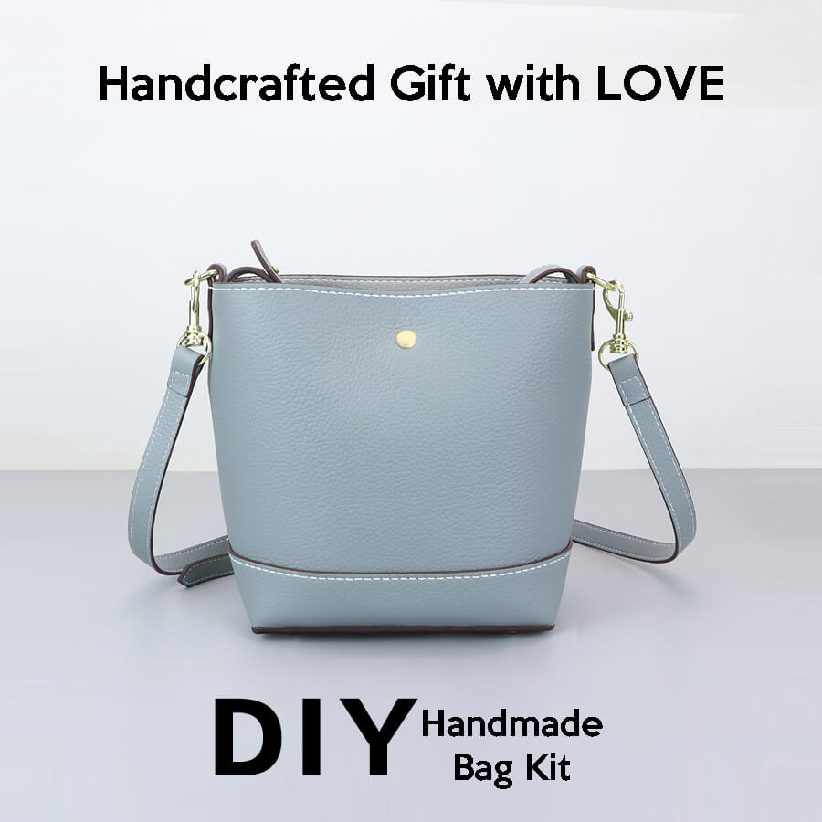 Leather Medium Shoulder Bucket Bag DIY Kit – Babylon Leather - Babylon LeatherBabylon LeatherSY118-Haze Blue-Color-Matched