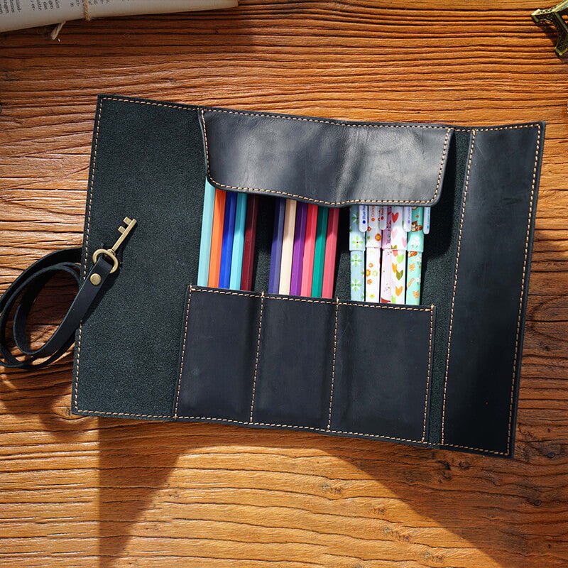 Leather Pen Roll Wrap Wide – Babylon Leather - Babylon LeatherBabylon LeatherAN28-Black