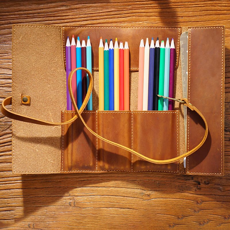 Leather Pen Roll Wrap Wide – Babylon Leather - Babylon LeatherBabylon LeatherAN28-Brown