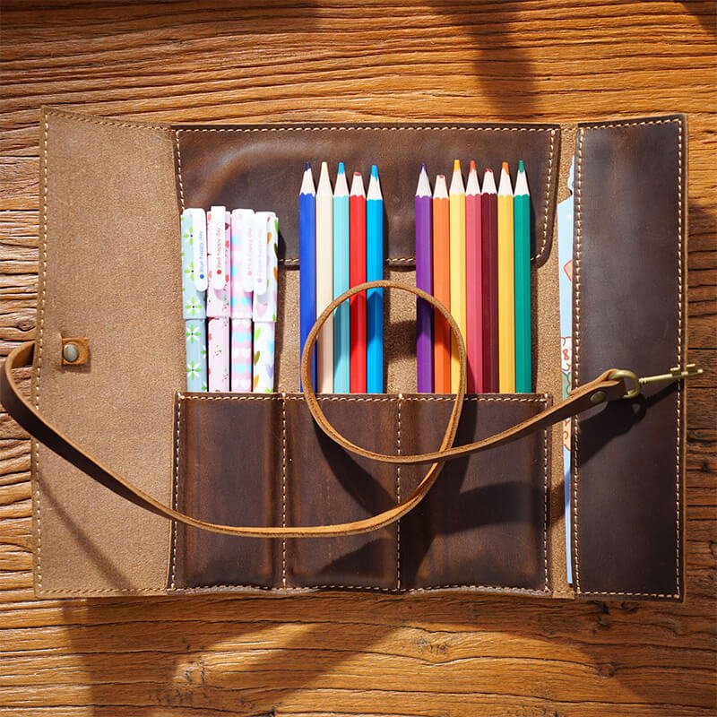 Leather Pen Roll Wrap Wide – Babylon Leather - Babylon LeatherBabylon LeatherAN28-Brown