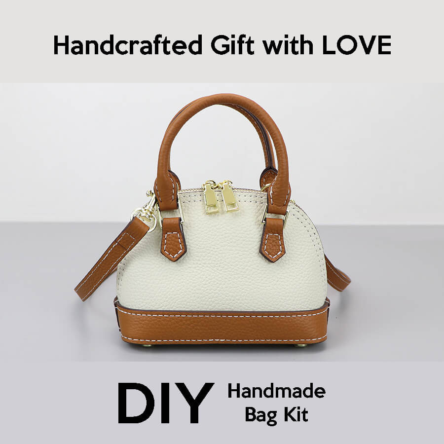 Leather Shell Handbag DIY Bag Kit – Babylon Leather - Babylon LeatherBabylon LeatherSY124-White & Caramel-Color-Matched