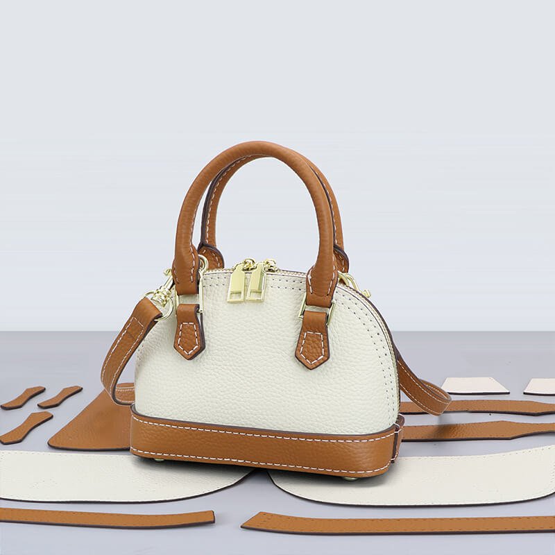 Leather Shell Handbag DIY Bag Kit – Babylon Leather - Babylon LeatherBabylon LeatherSY124-White & Caramel-Color-Matched