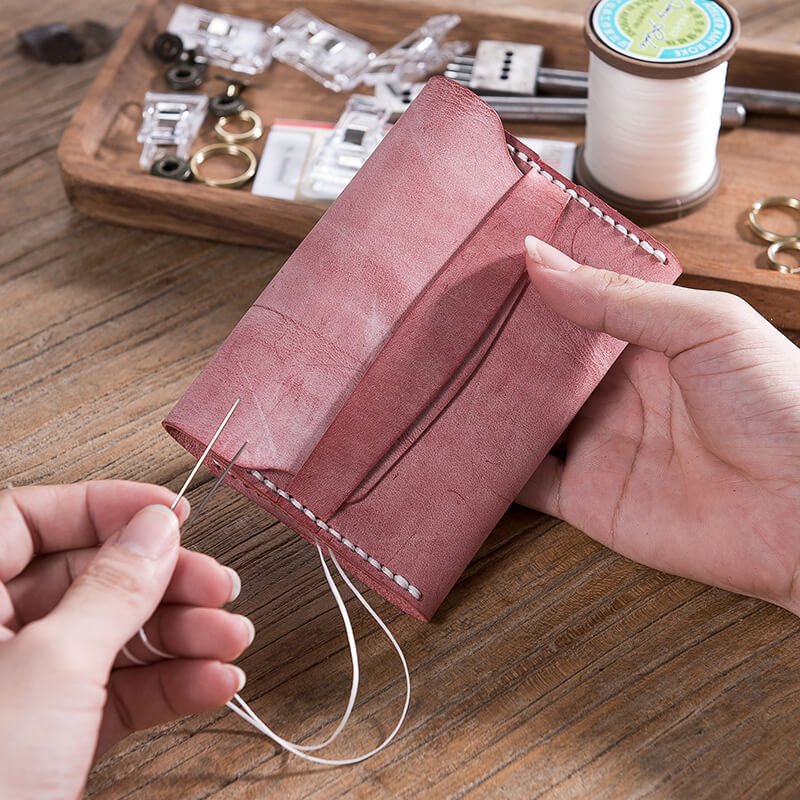 Leather Slim Wallet DIY Leather Kit – Babylon Leather - Babylon LeatherBabylon LeatherLZ18 - Black - Fog Wax Leather