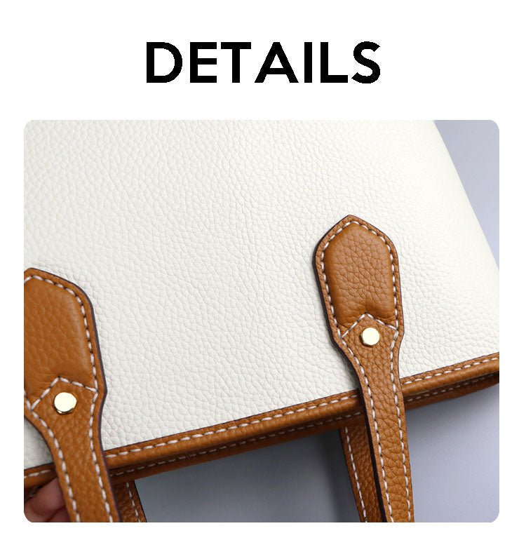 Leather Tote Bag Set DIY Sewing Kit – Babylon Leather - Babylon LeatherBabylon LeatherSY43 - Matching Color - Lychee Pattern Leather - White & Caramel