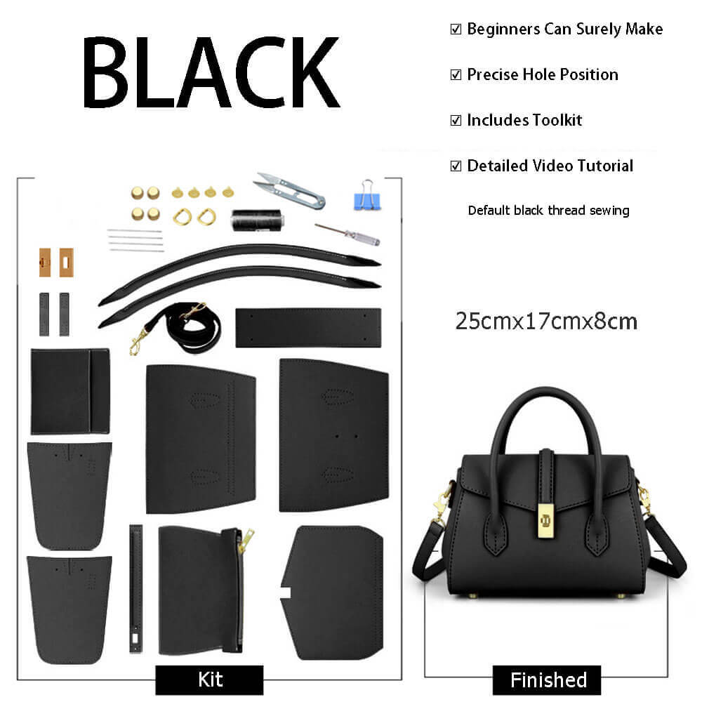 Leather Trapezoidal Tote Bag DIY Kit – Babylon Leather - Babylon LeatherBabylon LeatherSY66-Black-Color-Matched