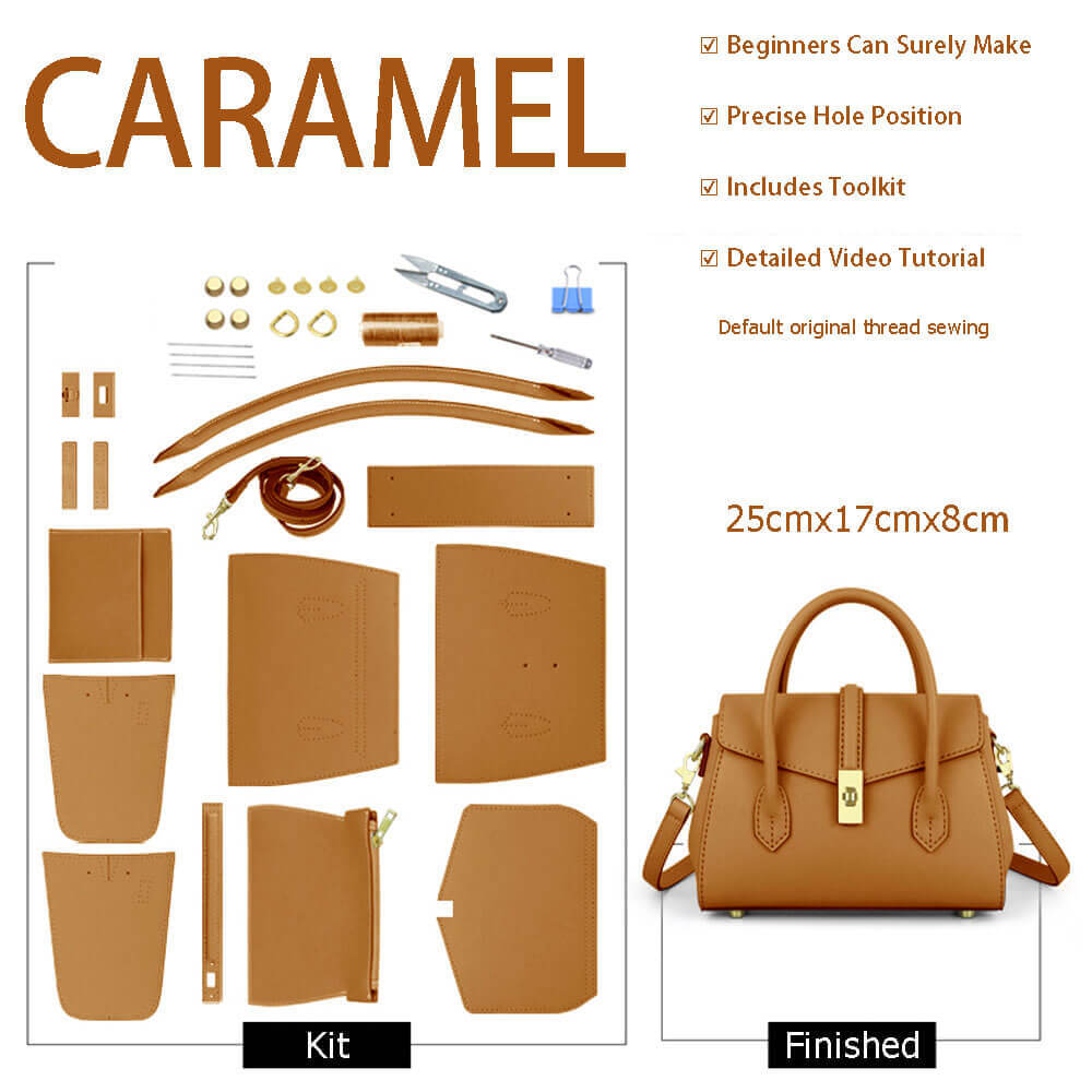 Leather Trapezoidal Tote Bag DIY Kit – Babylon Leather - Babylon LeatherBabylon LeatherSY66-Caramel-Color-Matched