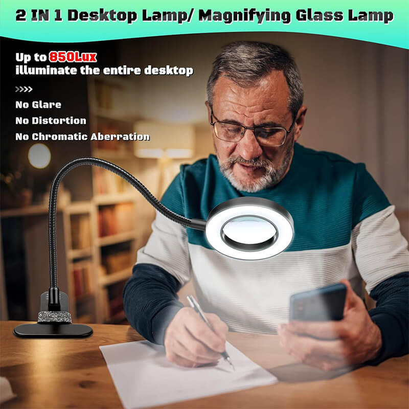 LED Clip-On Magnifying Desk Lamp for Craft Work - Babylon Leather - Babylon LeatherBabylon LeatherPP14-Black
