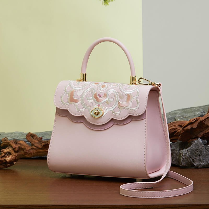 Light in Blooming Calm Leather and Silk Handbag – Babylon Leather - Babylon LeatherBabylon LeatherTX141-Pink