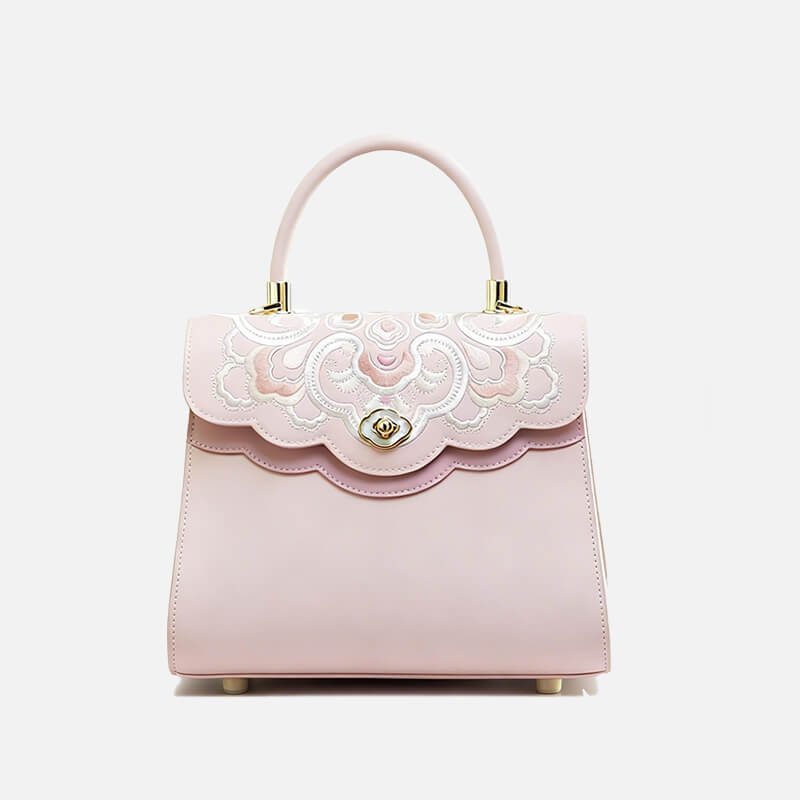 Light in Blooming Calm Leather Embroidery Handbag – Babylon Leather - Babylon LeatherBabylon LeatherTX141-Pink