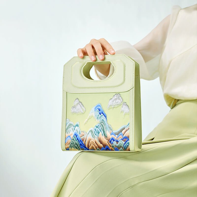 Light of Continuum Dusk Leather and Silk Handbag – Babylon Leather - Babylon LeatherBabylon LeatherTX152-Green