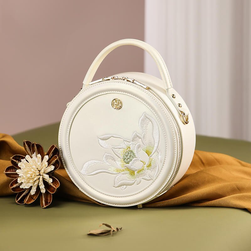 Light Within Leather and Silk Round Crossbody Bag – Babylon Leather - Babylon LeatherBabylon LeatherTX140-White