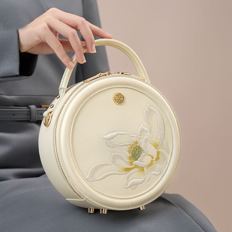 Light Within Leather and Silk Round Crossbody Bag – Babylon Leather - Babylon LeatherBabylon LeatherTX140-White