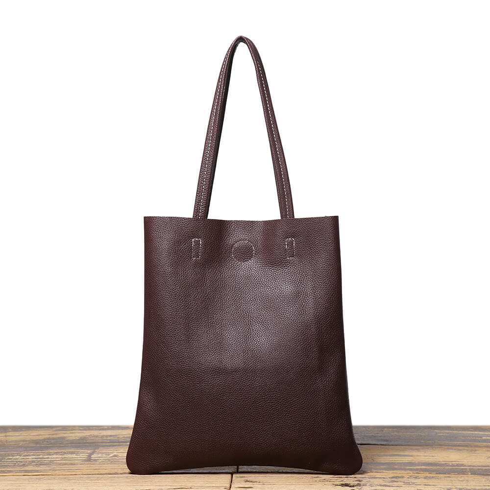 Lightweight Everyday Minimalist Top - Grain Leather Tote Bag – Babylon Leather - Babylon LeatherBabylon LeatherLJ146-Coffee