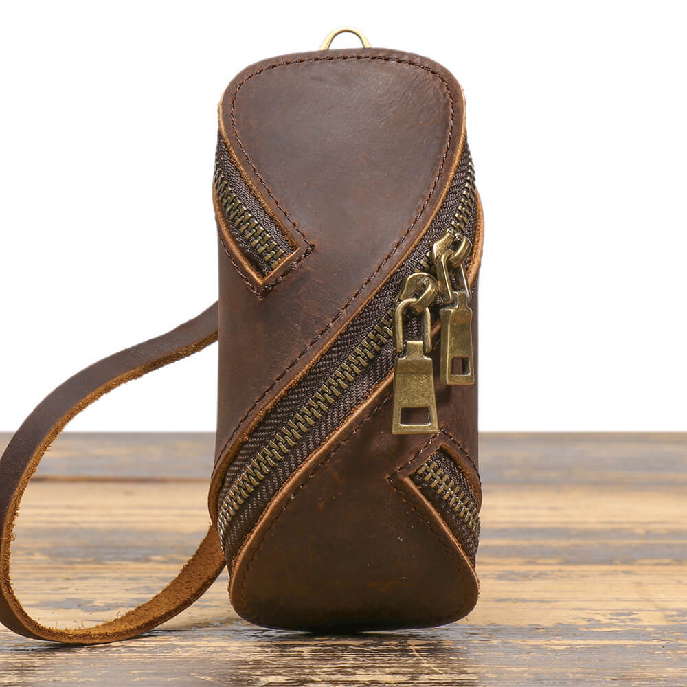 Lightweight Hand Top - Grain Leather Zipper Key Holder Mini Pouch – Babylon Leather - Babylon LeatherBabylon LeatherLJ134-Brown