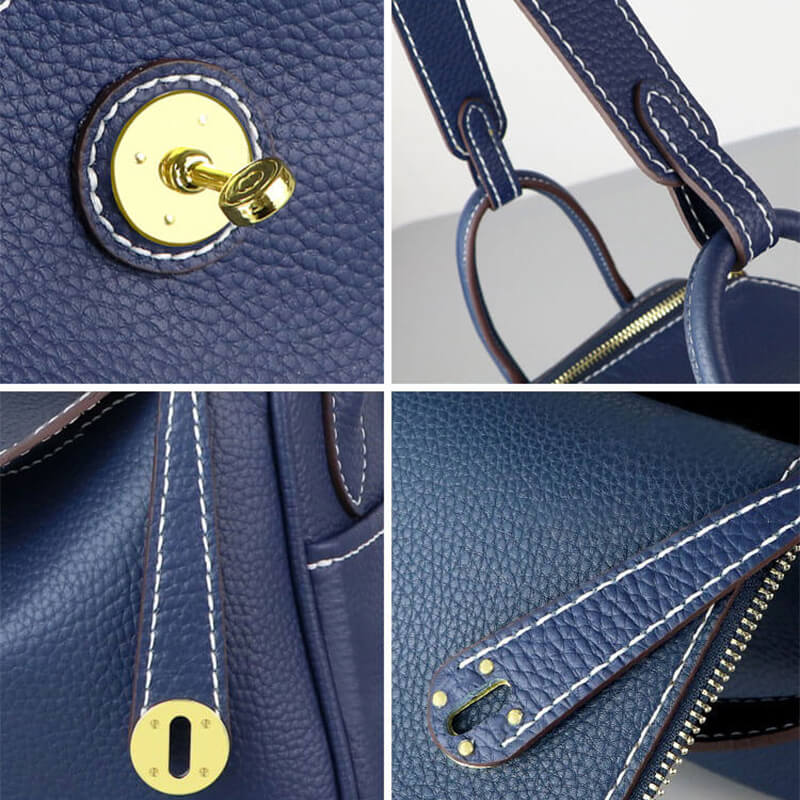 Lindy-Style Leather Bag DIY Craft Kit - Babylon Leather - Babylon LeatherBabylon LeatherSY06-Dark Blue-Medium-Gold & White