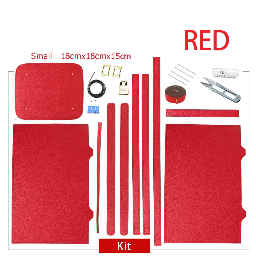 Lined Leather Picotin Bag DIY Kit – Babylon Leather - Babylon LeatherBabylon LeatherSY01-Lined-Red-Small-Gold & Color-Matched