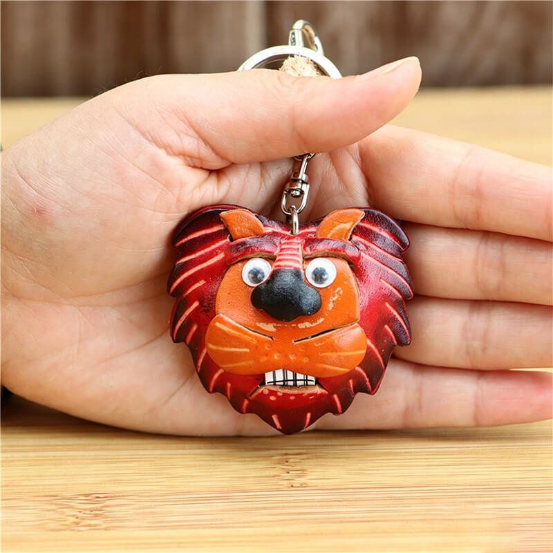 Lion Head Leather Bag Charm – Babylon Leather - Babylon LeatherBabylon LeatherLLZ111-Brown