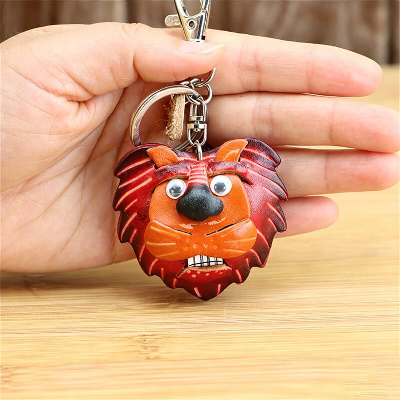 Lion Head Leather Bag Charm – Babylon Leather - Babylon LeatherBabylon LeatherLLZ111-Red