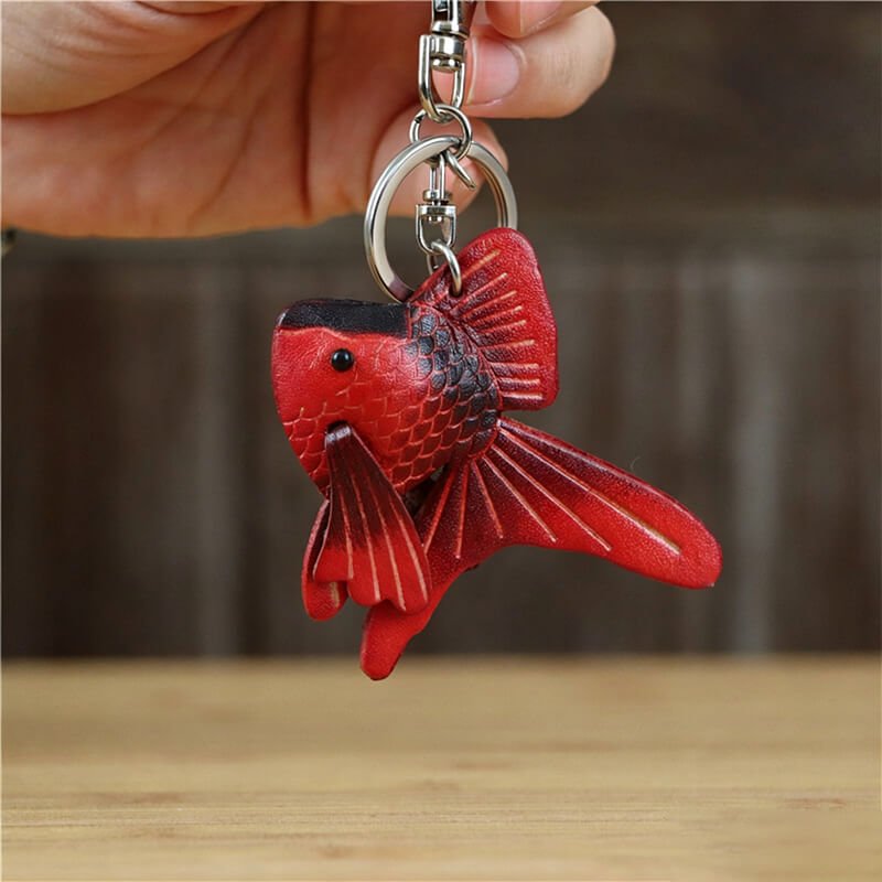 Little Goldfish Leather Bag Charm – Babylon Leather - Babylon LeatherBabylon LeatherLLZ110-1-Red