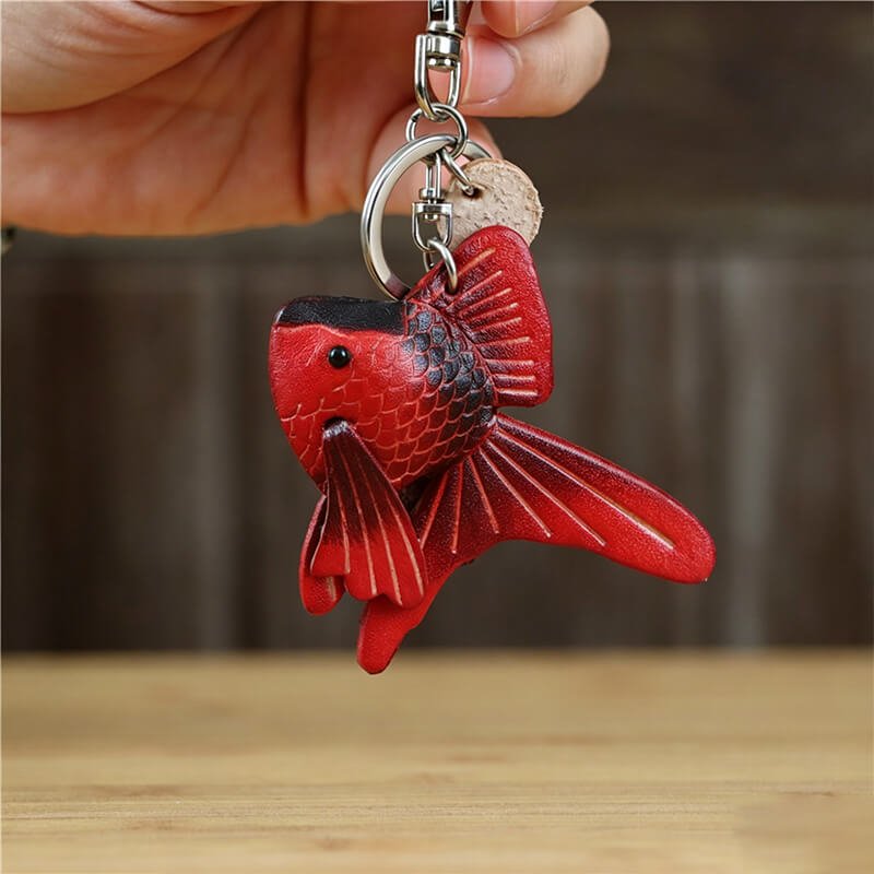 Little Goldfish Leather Bag Charm – Babylon Leather - Babylon LeatherBabylon LeatherLLZ110-1-Red