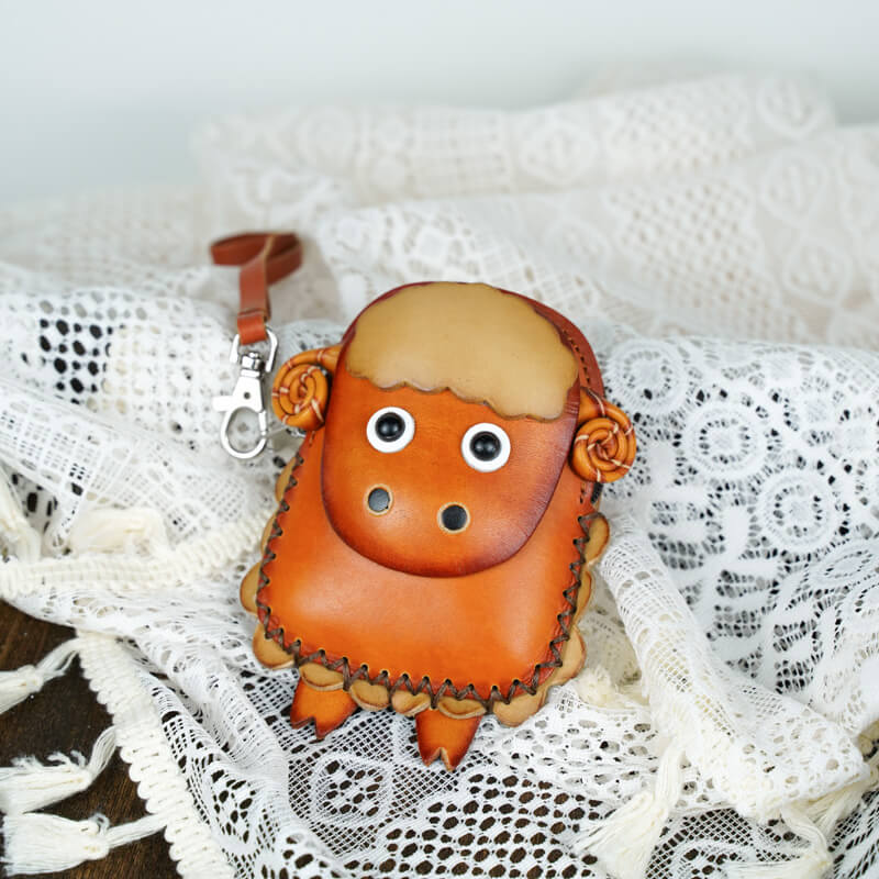 Little Lamb Shape Leather Charm Keychain – Babylon Leather - Babylon LeatherBabylon LeatherLL86-Brown