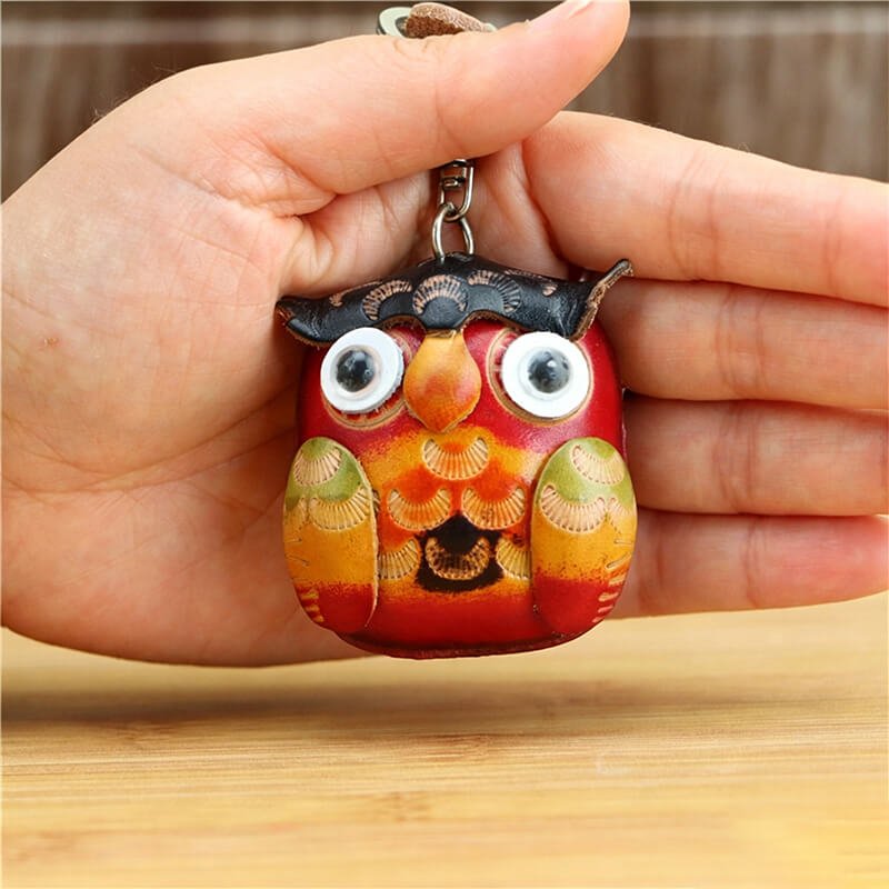 Little Owl Leather Bag Charm – Babylon Leather - Babylon LeatherBabylon LeatherLLZ114-Red