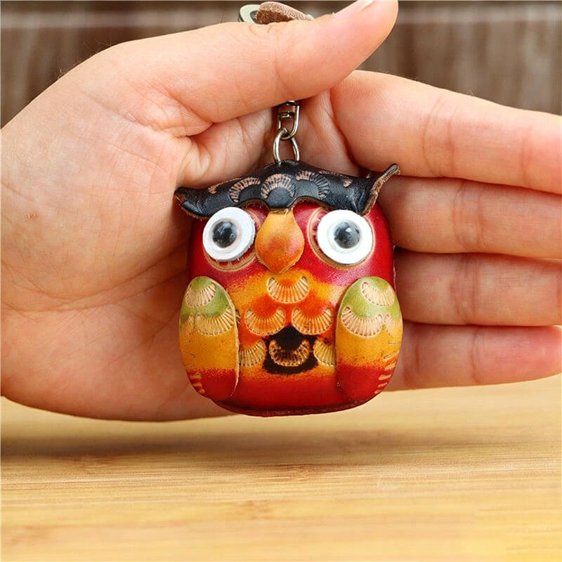 Little Owl Leather Bag Charm – Babylon Leather - Babylon LeatherBabylon LeatherLLZ114-Red