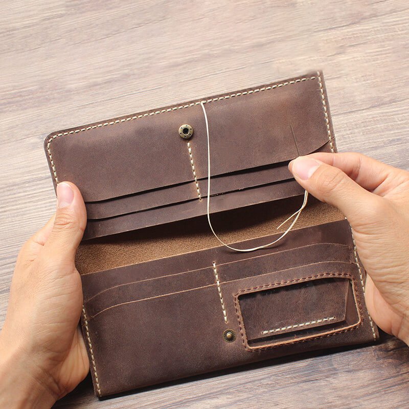 Long Multi-Card Wallet Crazy Horse Leather DIY Kit – Babylon Leather - Babylon LeatherBabylon LeatherCY38-Brown