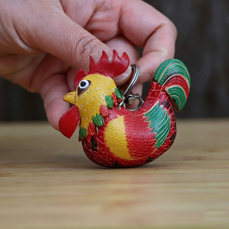 Lucky Rooster Leather Bag Charm – Babylon Leather - Babylon LeatherBabylon LeatherLLZ81-Red