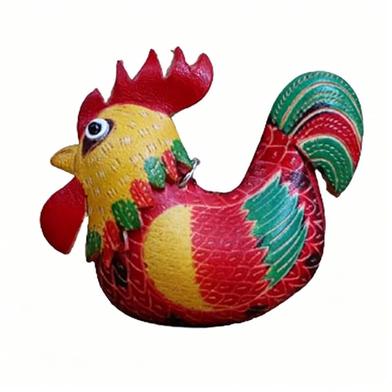 Lucky Rooster Leather Bag Charm – Babylon Leather - Babylon LeatherBabylon LeatherLLZ81-Red